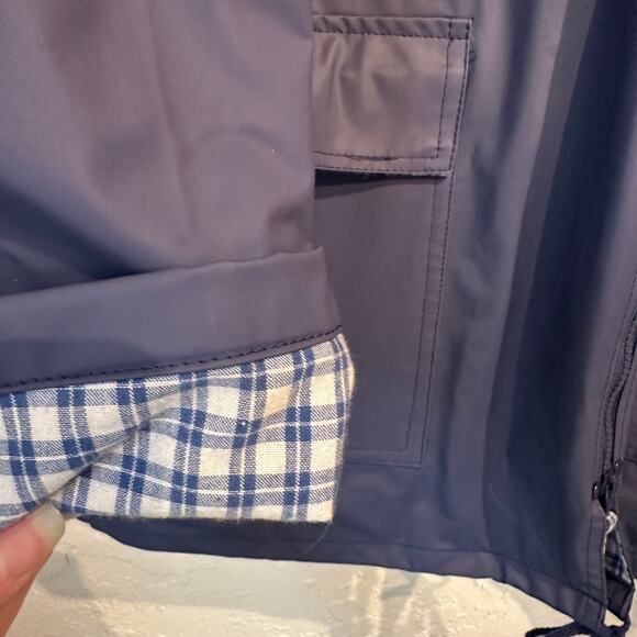 Thermal-Slicks Size XL Rain Jacket Coat Blue Plaid Lining Hooded - Picture 11 of 13